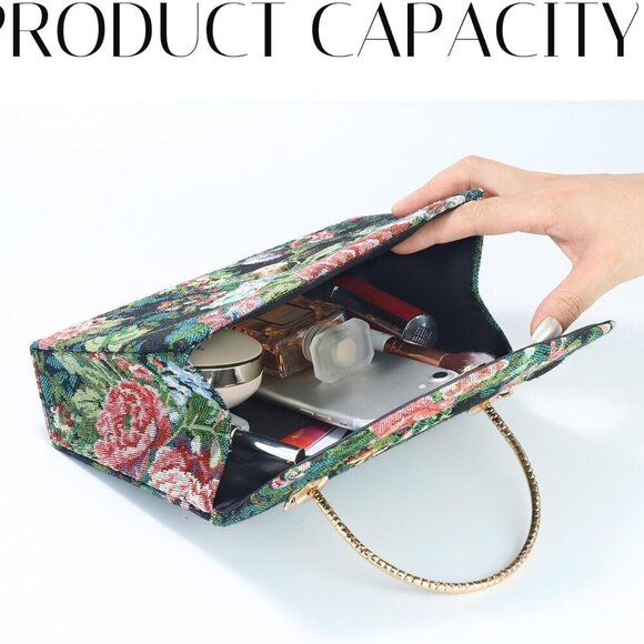 Clutch Purse Women Floral Embroidery Evening Bag Shoulder Handbag for Wedding - Picture 6 of 6
